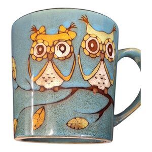 Owls On A Limb Mug for Owl Lovers Coffee Cup with Owls 16 oz Glazed Pottery